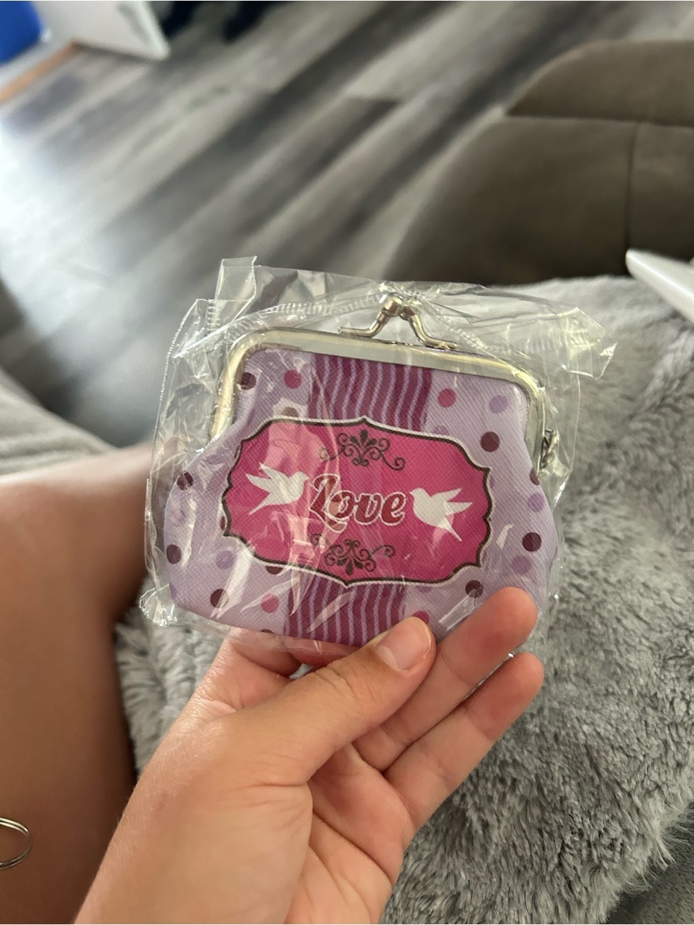 4/$50 Purple 'Love' Mini Coin Purse - Feminine Accent wallet